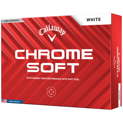 Callaway Chrome Soft White Golf Balls: Fast Core, Tour Urethane Cover, 12-Pack