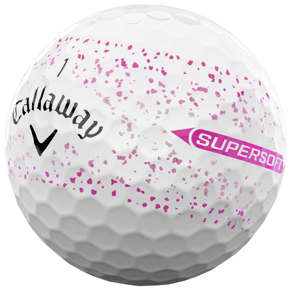 Callaway Supersoft Pink Splatter Golf Balls - 12 Pack - Soft Feel, Long Distance