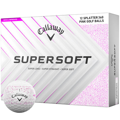 Callaway Supersoft Pink Splatter Golf Balls - 12 Pack - Soft Feel, Long Distance